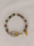 Bracelet vert, bleu et blanc – Fleurs séchées en résine, pierres naturelles & acier inox - A Fleur d'Or