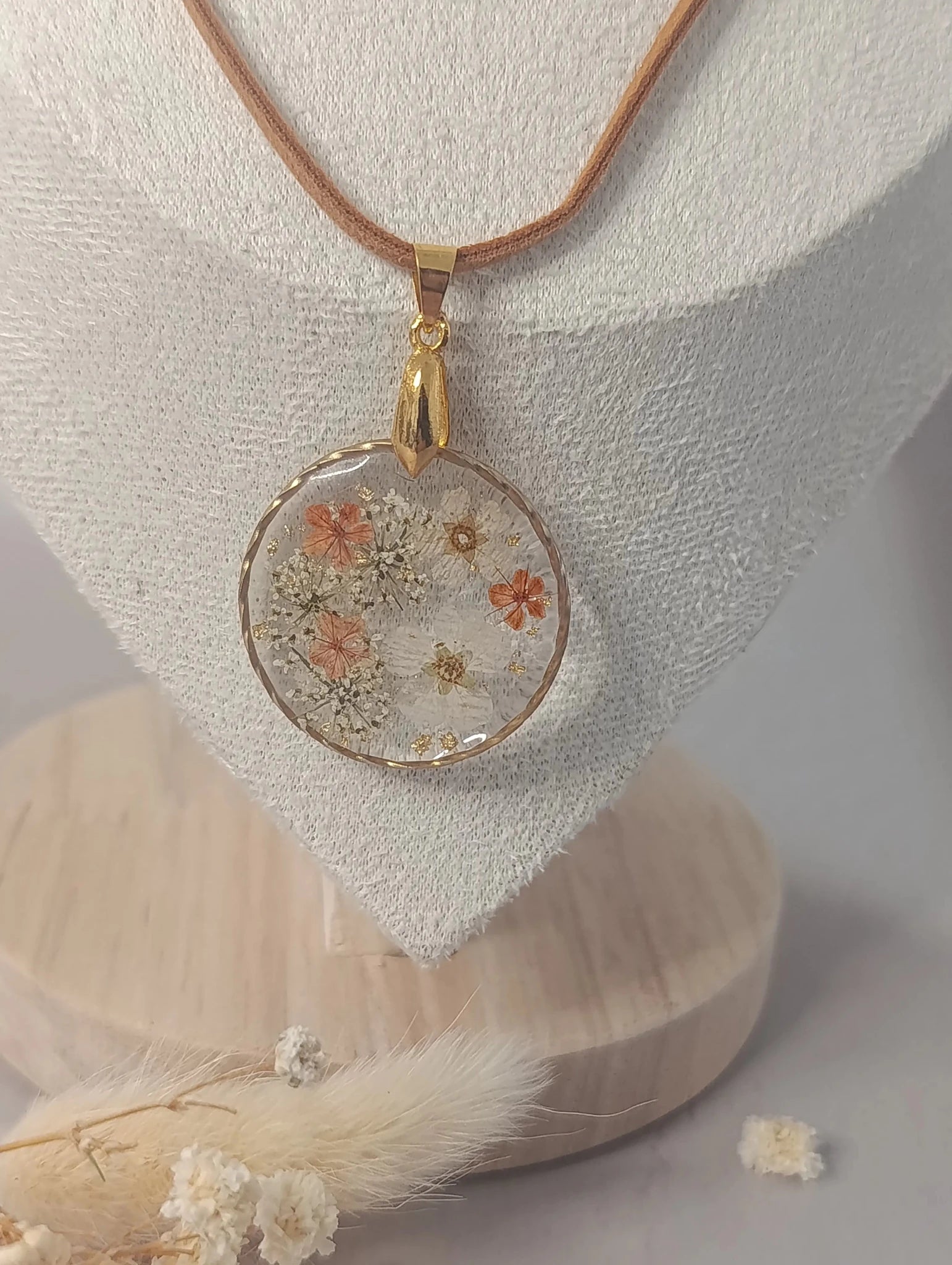 Parure florale terracotta – Fleurs séchées & pierres naturelles - A Fleur d'Or